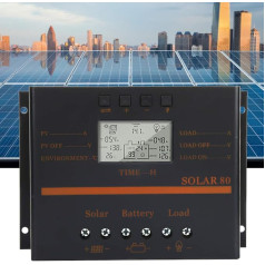 Saules uzlādes kontrolieris 12V 24V 80A Solar80 Auto PWM saules paneļu uzlādes kontrolieris LCD displejs