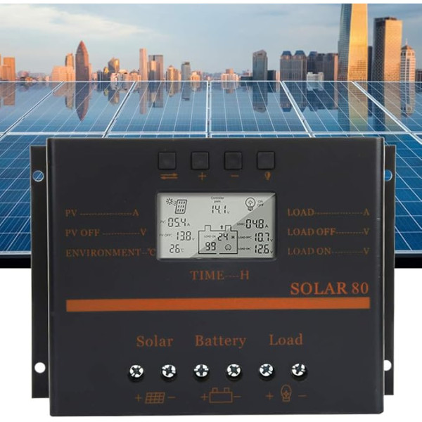 Saules uzlādes kontrolieris 12V 24V 80A Solar80 Auto PWM saules paneļu uzlādes kontrolieris LCD displejs