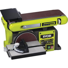 RYOBI 370 W Stand-Bandtellerschleifer (Leerlaufdrehzahl von 2.850 min-1, Winkel von 0 oder 90 Grad, 150 mm Schleifscheibe, Schleifbandlänge 100 x 914mm)