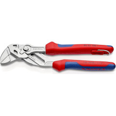 KNIPEX Zangenschlüssel, Multi-Schraubenschlüssel, Chrom-Vanadium, Rostschutz verchromt, Befestigungsöse, 180 mm (SB-Karte/Blister), 86 05 180 T BK