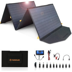 FlexSolar 120W salokāmu saules paneļu komplekts ar saules kontrolieri, portatīvs saules lādētājs lietošanai ārpus telpām ar USB/Type-C izejas regulatoru treileriem, autofurgoniem, kemperiem, tālruņu stacijām