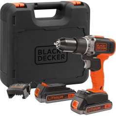 BLACK+DECKER BCD003ME2K-QW Akumulatora urbis ar āmuru - 45 Nm - 1400 apgr./min - 21000 apgr./min - 2 ātruma iestatījumi - 2 ātrumi - 2 akumulatori - lādētājs komplektā - piegādāts 18V korpusā