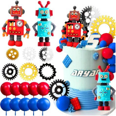 JeVenis Robota kostīms Robots Robots Dzimšanas dienas zinātne Cake Topper Gear Cake Topper dzimšanas dienas ballītei Robots Party Supplies