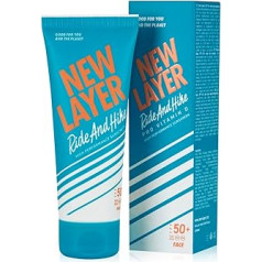 New Layer Saules krēms sejai SPF 50+ Pro vitamīns D Nesatur mikroplastmasu Brīvi rifiem Brīvi no oktokrilēna Ūdensizturīgs klimatiski neitrāls (75 ml)