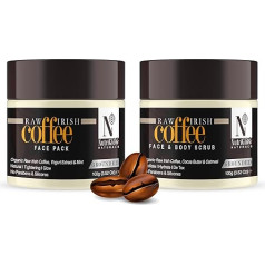 Nutriglow Natural's Coffee Face Pack (100 g) un kafijas sejas un ķermeņa skrubis (100 g) dziļam pīlingam - kombinētā iepakojuma 2 gab.