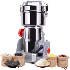 Menayoda 800 g Electric Grain Mill, 2400 W Dried Stainless Steel Machine Mill with Overload Protection & Open Cover Stop for Herbs/Cereals/Spices