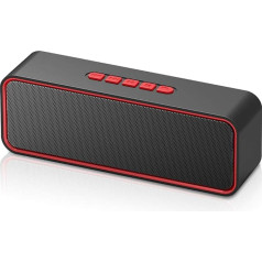 Sonkir Bezvadu Bluetooth skaļrunis, pārnēsājams Bluetooth 5.0 skaļrunis ar dubulto draiveri, basiem, 3D stereo, FM radio, brīvroku funkciju, iebūvēta 1500 mAh baterija, 12 stundu atskaņošanas laiks (sarkans)