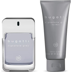 Bugatti signature grey vīriešu smaržu dāvanu komplekts, tualetes ūdens 100 ml un dušas želeja 200 ml, citrusu aromāts vīriešiem, dāvanu kaste, vīriešu kopšanas komplekts ar smaržām un dušas želeju, svaigs, vīriešu, kokains