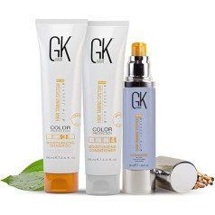 Gk Hair Global Keratin mitrinošs šampūna un kondicioniera komplekts (3,4 oz/100 ml) ar kašmira izlīdzinošu veidošanas krēmu (50 ml) krāsotiem, sausiem, bojātiem un sprogojošiem matiem.