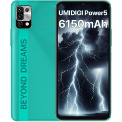 UMIDIGI Power 5 viedtālrunis bez līguma, 3GB + 64GB mobilais tālrunis lēti, 6150 mAh akumulators, Android 11 mobilais tālrunis bez līguma, 6,53 collu HD+ displejs, astoņkodolu, 16MP + 8MP, 3 karšu slots, Dual