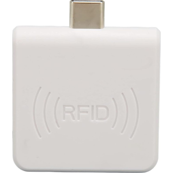 PUSOKEI RFID ID mobilo tālruņu karšu lasītājs, portatīvais bezkontakta USB C 125 kHz viedkaršu lasītājs, iebūvēts skaņas signāls, ātra karšu nolasīšana, atbalsta PC tālruņa planšetdatoru, Plug and Play (balts)