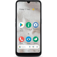 Doro 8100 4G viedtālrunis vecākajam - Mobilais tālrunis - Ūdensizturīgs - Trīs kameras - Avārijas izsaukuma poga ar GPS - 6,1 collu ekrāns - Sejas noteikšana - Android (melns)