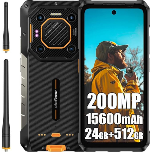 Ulefone Armor 26 Ultra WT 5G āra mobilais tālrunis bez līguma 2024, Android 13 MTK 8020 24GB+512GB āra viedtālrunis 5G, 200MP + 64MP nakts redzamības kamera, 6,78