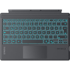 Inateck Surface Pro 7 tastatūra, saderīga ar Surface Pro 7/7+/6/5/4 ar skārienpaliktni, Bluetooth 5.3, 7 krāsu fona apgaismojums, QWERTZ, KB02027