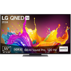 LG 55QNED86T6A televizors 55 collu (139 cm) QNED televizors (α8 4K AI procesors, webOS 24, HDR10, līdz 120 Hz) [2024. gada modelis]