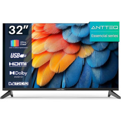 Antteq E32-AH1Q1L Essencial sērijas televizors 32 collu (81 cm) LED televizors, HD, trīskāršs uztvērējs (DVB-T2/S2/C), viesnīcas režīms, 2024