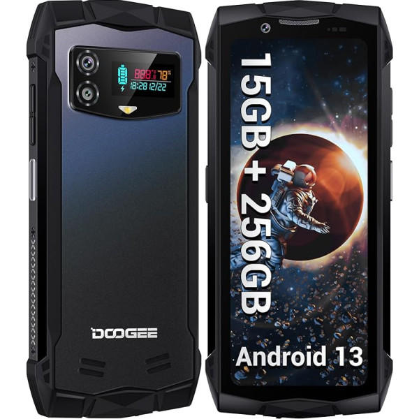 DOOGEE Smini āra viedtālrunis Android 13, Helio G99 15GB RAM + 256GB ROM (TF 2TB), Mini āra mobilais tālrunis bez līguma, 4,5 collu QHD+, 50MP + 8MP, 3000mAh celtniecības mobilais tālrunis,