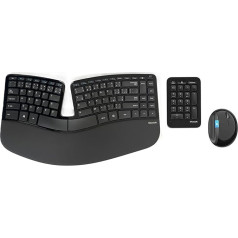 Microsoft Sculpt Ergonomiska galddatora RF bezvadu tastatūra čehu melna - Tastatūras (standarta, bezvadu, RF bezvadu, melna, iekļauta pele)