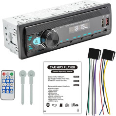 Yolispa Auto radio Bluetooth, 7 krāsu auto radio ar USB/AUX/SD/MP3 atskaņotāju, auto radio ar Bluetooth brīvroku komplektu, universāls FM auto radio ar FM 87,5 ~ 108 MHz uztveršanas frekvenci