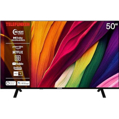 Telefunken 4K televizors 50 collu Smart TV (UHD, Dolby Vision HDR, Dolby Atmos, HD+, 6 mēneši, ieskaitot trīskāršu uztvērēju) D50U750R1CW