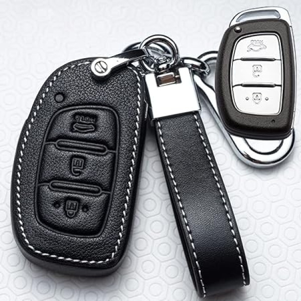 ontto Auto atslēgu futrālis piemērots Hyundai Solaris IX35 IX45 IX20 I40 Tucson Ioniq Elantra Santa Fe tālvadības pults PU ādas atslēgu vāciņš Key Case Key Case Black C