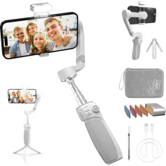 ZHIYUN Smooth Q4 Combo [oficiālais] viedtālruņa stabilizators ar iebūvētu pašportreta statīvu, 3 asu mobilā tālruņa stabilizators iPhone, komplektā ar aizpildīšanas gaismu (ar statīvu)