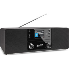 TechniSat DIGITRADIO 370 CD IR interneta radio (DAB+, FM, CD atskaņotājs, WiFi, Bluetooth, krāsu displejs, USB, AUX, austiņu ligzda, modinātājs, 10 vatu, tālvadības pults), melns