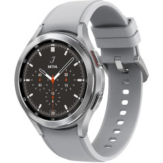 Samsung Galaxy Watch4 Classic, apaļš Bluetooth viedpulkstenis, Wear OS, rotējoša apmale, fitnesa pulkstenis, fitnesa sekotājs, 46 mm, sudraba (ES versija)