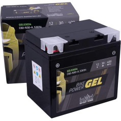 intAct - GEL MOTORRADBATTERIE | Akumulators ar +30% starta aktivitāti. Roller, Motorrad, Quad, Rasentraktor | Bike-Power GEL53034, C60-N30-A, 53034, 12V Batterie, 30 AH (c20), 400 A (EN) | Maße: 178x124x166 mm