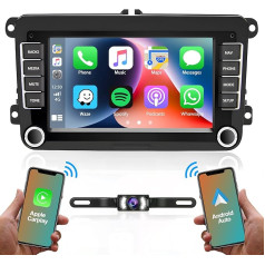 Hikity Double DIN Android auto radio VW Tiguan Golf 6 Golf 5 Polo 6R Passat B6 ar navigāciju Bezvadu CarPlay Automobiļu 7 collu radio ar USB FM RDS SWC WiFi Canbus atpakaļgaitas kamera