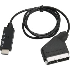 SCART uz HDMI pārveidotājs, HD 1080P SCART uz HD multimediju interfeisa adaptera kabelis televizoram, skaņas video DC 5V