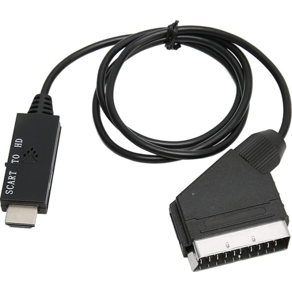 SCART uz HDMI pārveidotājs, HD 1080P SCART uz HD multimediju interfeisa adaptera kabelis televizoram, skaņas video DC 5V