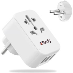 Staaly Pasaules/ASV/UK uz ES kontaktligzdas adapteris 3 USB pieslēgvietas no 2/3 kontaktiem uz 2 kontaktiem Schuko kontaktdakšas no Apvienotās Karalistes uz Eiropas kontaktdakšas adapteri, kas piemēroti A B B G I J L tipa ierīcēm ar 250 V 10 A dro