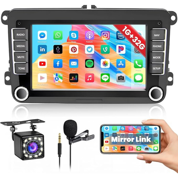 Hikity Android auto radio ar navigācijas sistēmu VW Golf 5 6 Bluetooth auto radio ar ekrānu 7 collu skārienjutīgais displejs Radio atbalsts WiFi FM/RDS/USB CANBUS + atpakaļgaitas kamera