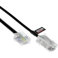 rhinocable 5m RJ45 kabelis Ethernet-Modem-Daten-Telefon ASDL Patch Führen Breitband Schnelle Geschwindigkeit BT Internet-Stecker 6P4C bis 8P8C Eben Kompatibel mit Modem, Router, Festnetz (Schwarz)