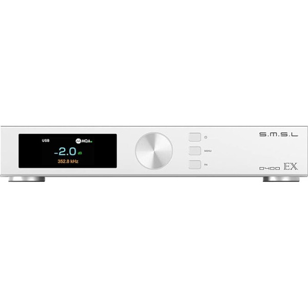 S.M.S.L D400EX Audio DAC, 1 x AK4191/2 x AK4499EX mikroshēmas, MQA XMOS XU-316 DSD PCM THD+N 0,00006% (-124 dB), USB/Optical/Coaxial/I²S/Bluetooth/AES ieeja ar tālvadības pulti