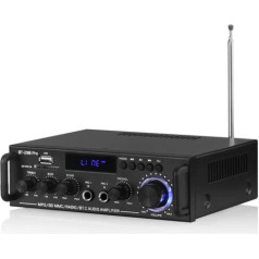 Dual-MIC Bluetooth 5.0 auto pastiprinātājs Stereo USB atskaņotājs FM mājas/automobiļa skaļrunim 50W×2