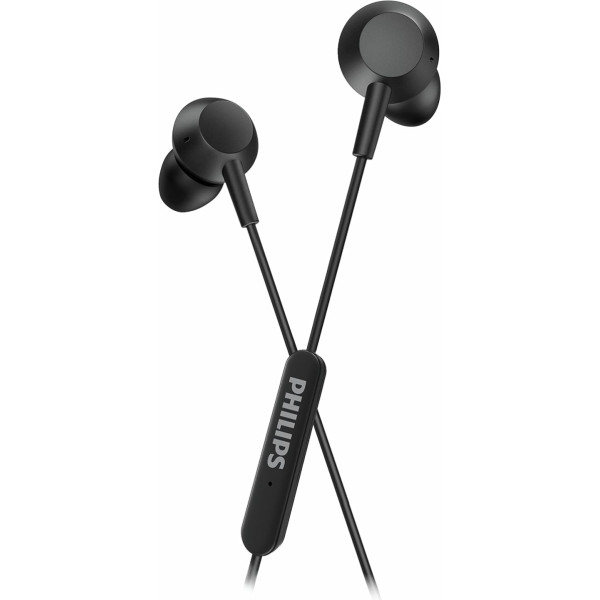 Philips TAE5008BK/00 In-Ear austiņas ar mikrofonu, vieglas vadu austiņas, USB-C savienojums, 1,2 m kabelis, iebūvēta tālvadības pults, 3 izmēri, skaidra skaņa un spēcīgi basi, melnas krāsas