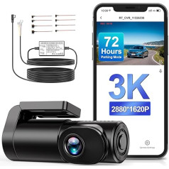 Range Tour 3K Dash Cam 3K priekšējā WiFi autokamera ar 3 kodolu cieto vadu komplektu 72 stundu autostāvvietas uzraudzībai, 0,96 collu displejs, braukšanas reģistrators, lietotnes vadība, HDR 2.0, cilpas ierakstīšana, nakts redzamība, 170° plat