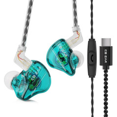 keephifi Kbear Storm USB C vadu In-Ear austiņas 10 mm dinamiskā draivera IEM ar noņemamu kabeli dziedātājiem mūziķiem audiofīliķiem (zaļas ar mikrofonu)