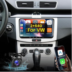 NHOPEEW 2+64G Android 13 auto radio VW Passat B6/B7 Golf Polo Seat Touran Sharan Skoda Caddy Fabia Octavia ar Carplay & Android Car - 9 collu radio atbalsts WiFi GPS SWC + atpakaļgaitas kamera & mikrofons