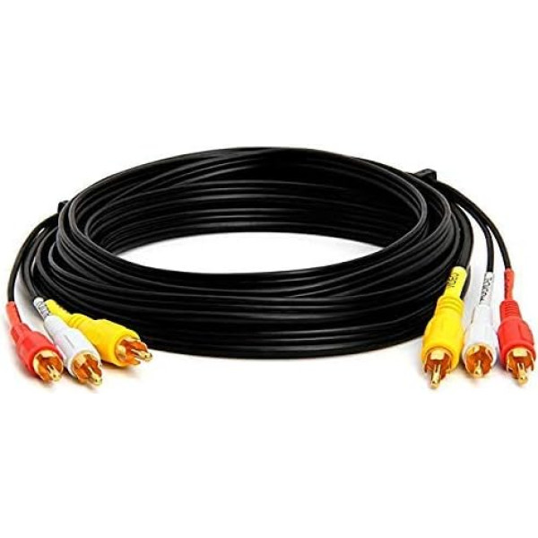 Master Cables 3m 3 x RCA uz 3 x RCA kompozītvideo audio A/V AV kabelis ar zelta pārklājumu