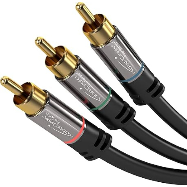 KabelDirekt - 5 m - Komponentenkabel, Cinch, RGB/YUV (Koax-Kabel, 3× RCA-Stecker auf 3× RCA-Stecker, Component-Kabel für die Bildübertragung in Full HD, Video/HDTV, schwarz)