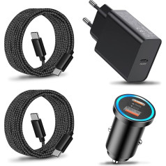 45 W lādētājs USB C + 63 W cigarešu aizdedzinātāja auto lādētājs un kabelis priekš Samsung Galaxy S24/S24 Plus/S24 Ultra/S22 S23 FE, A55 A25 A35 A05S A54 A53 A15 A33 A34 5G, Z Fold 4 5 iPhone 1 5G Pro Max