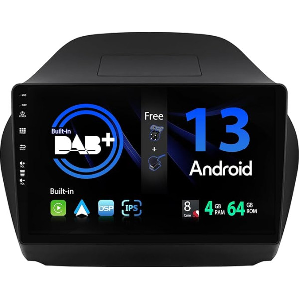 SXAUTO Android 13 [Iebūvēts DAB] IPS auto radio Hyundai IX35 (2010-2017) - Iebūvēts Carplay/Android Car - LED kamera + mikrofons - 4G + 64G - DSP 360-CAM stūres kontrole Fast-Boot WiFi - 2 DIN