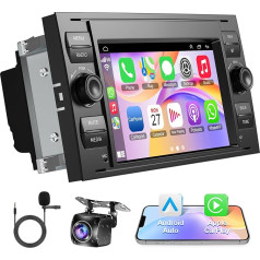 Autoradio priekš Ford Transit Fiesta Focus Galaxy Mondeo Kuga C-Max 7 collu stereo bezvadu Carplay Android12 Auto radio ar GPS navigāciju Android Car Bluetooth WiFi RDS HI-FI FM atpakaļgaitas kamera