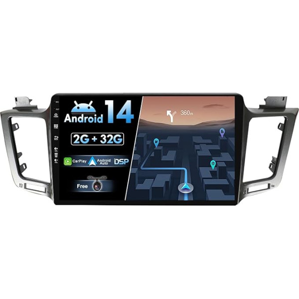 JOYX Android 12 autoradio piemērots Toyota RAV4 (2013-2018) - [2G+32G] - Iebūvēts Carplay/Android Car - Bez kameras - 10,1 collas - 2 DIN - Atbalsta stūres vadības ierīci 4G WiFi DAB Fast Boot BT