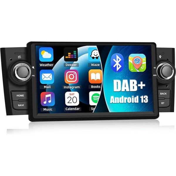 CAMECHO 7 collu Android 13 atbalsta DAB+ navigācijas autoradio Fiat Punto 05-09/Linea 07-11, 2Din [1+32GB] HD Touchscreen Bluetooth radio ar GPS WiFi FM/RDS Mirror Link EQ Sound + atpakaļgaitas kamera