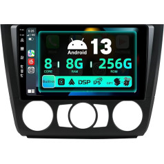 SXAUTO ¦8G+256G ¦ Android 13 Auto radio BMW 1. sērijas E81/E82/E87/E88/E88 (2004-2012) - Iebūvēts Carplay/Android Car/DSP - Kamera + MIC - DAB stūres vadības stūres vadība Fast Boot 360-CAM WiFi - 2 DIN IPS 9