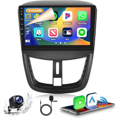 2GB + 64GB Android 13 Auto radio Peugeot 207 2006-2015 Radio Bezvadu CarPlay Android auto Bluetooth 9 collu ekrāns Auto radio ar navigācijas atpakaļgaitas kameru